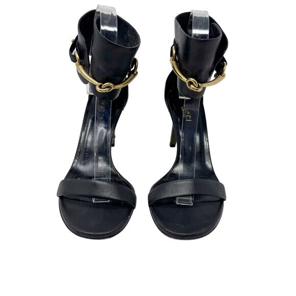 Gucci Black Ursula Horsebit Ankle Strap Heels – Size 37 (US 7) - Picture 2 of 10